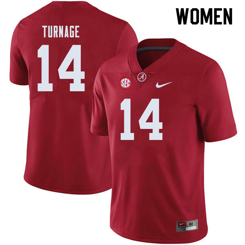 Alabama Crimson Tide Women's Brandon Turnage #14 Crimson NCAA Nike Authentic Stitched 2019 College Football Jersey PZ16X45TQ
